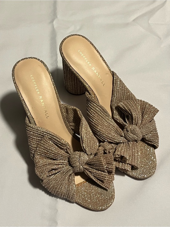 Loeffler Randall Shoes - Loeffler Randall Metallic Knotted Block Heel Mules - Gold